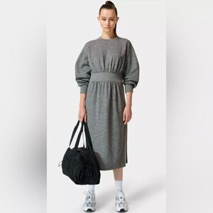 SWEATY BETTY Verse Midi Dress Small Gray Wool Cotton Athleisure Streetwear Fall